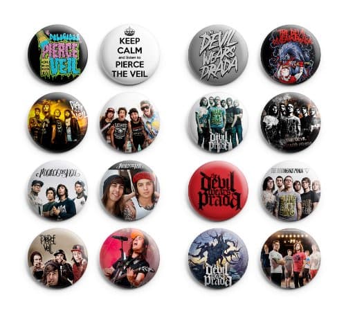 Pierce the Veil / The Devil Wears Prada Pinback Buttons 16Pcs 1.25 inch Best For Jacket,T-Shirts Mix Set