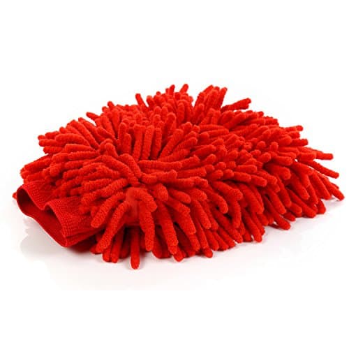 UltraGuards-Double Sided Microfiber Car Wash Mitt, Incredible Efficient Alternative to Duster Cloth with Super Soft and Plush Touch, Improved Auto Home Kitchen Bathroom Cleaning Glove (Red)