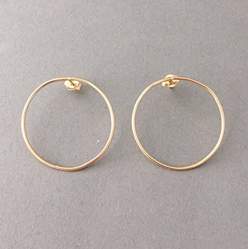 Large Circle Hoop Stud Post Earrings in Gold Fill, Rose Gold Fill, or Sterling Silver