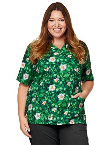 2 Pocket Scrub Top, Shamrocking Good Time, Large