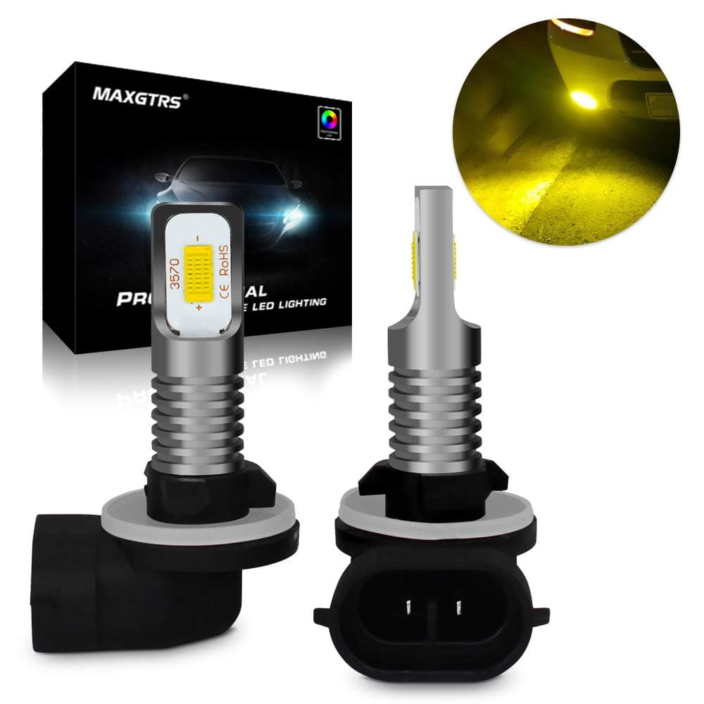MAXGTRS 881 LED Fog Light Newest Version 3570 CSP-Chips Use For Fog Bulbs - 3000K Golden LED Fog Lamp