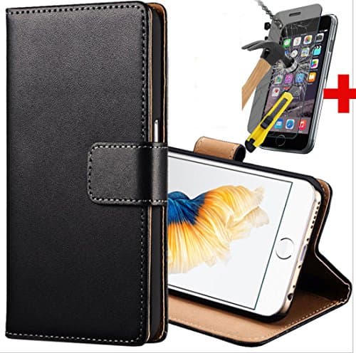iPhone case,CellBoutique Genuine Handmade Real Leather Wallet Flip Case Cover For Iphone Tempered Glass
