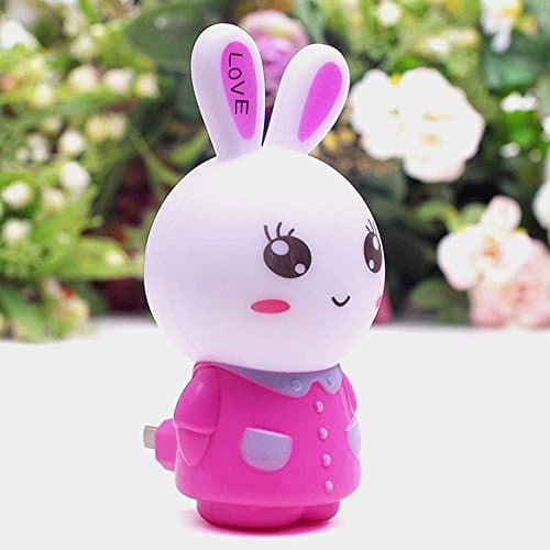 Modayeri LED Plug-in Night Light for Kids - Baby Bedside Lamp with Light Sensor - Wall Night Lamp Pink Rabbit for Bedroom, Bathroom, Hallway, Starways or Any Dark Room