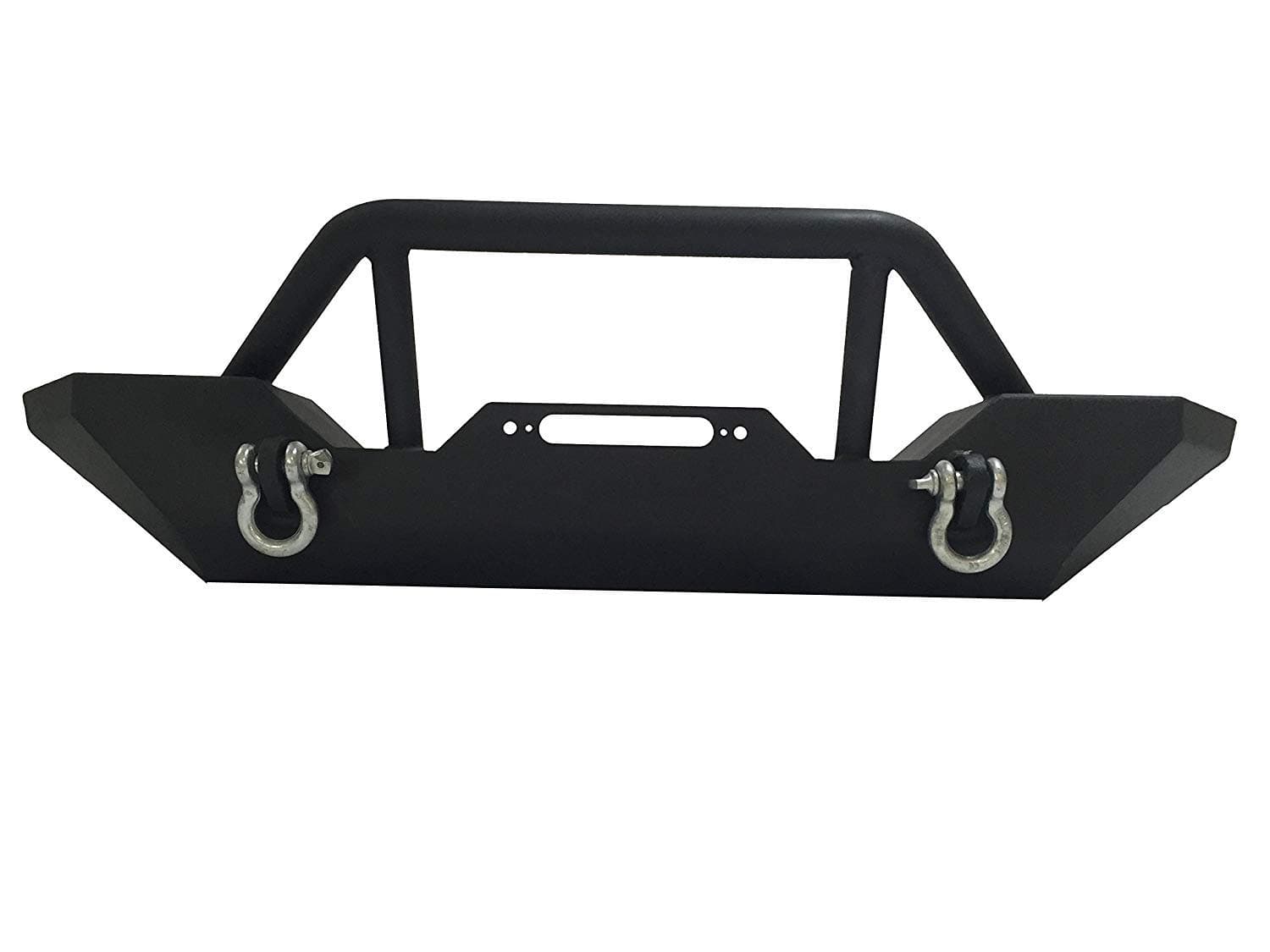 Super Drive Textured Black Front Bumper Compatible 2007-2018 Jeep Wrangler JK Rock Crawler with Winch Plate Off Road