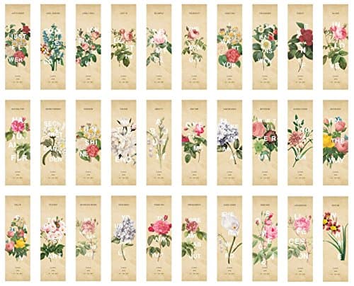 Hand Painted Design Colorful Bookmarks, 30PCS (Flowers)