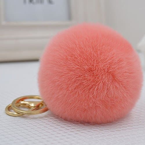 NEW PLEASURE Quality Wool Ball Key Chains Car Key Ring Bag Pendant (Watermelon Red)