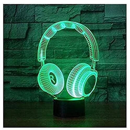 SUPERIORVZND 3D Lamp Wireless Headphone Night Light Remote Control Power Touch Table Desk Optical Illusion Lamps 16 Color Changing Lights Home Decoration Xmas Birthday Gift