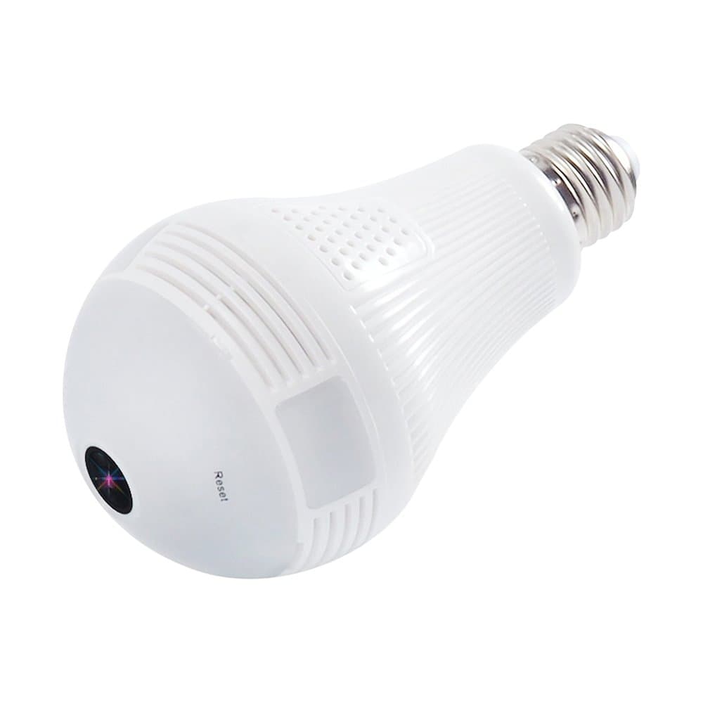 Home Security Camera, Wireless IP & 360 degree Surveillance CCTV Spy Cam with IR-Cut Night Vision Bulb, Remote Monitor & Loop Record, Two-Way Audio, Motion Detect