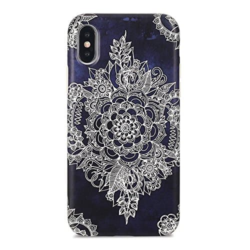 iPhone X case Marble, Sankton Slim-Fit Anti-Scratch Shock-Proof Anti-Finger IMD Soft TPU cover with Design Pattern for iPhone X 2017 (Floral)