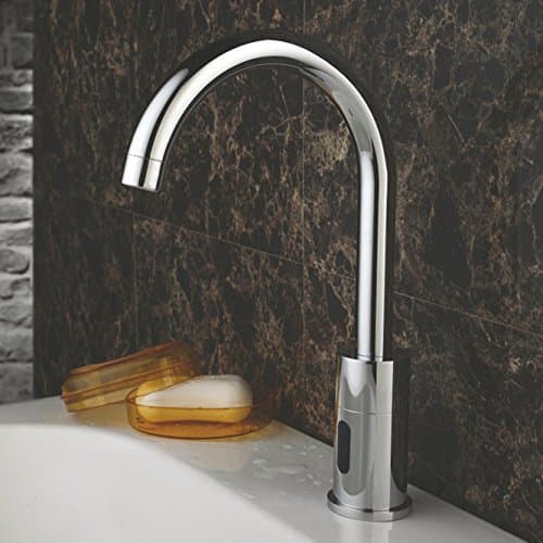 Beati Faucet Modern Touch-Free Automatic Bathroom Vessel Sink Sensor Hot and Cold Mixer Faucet, Chrome Finish