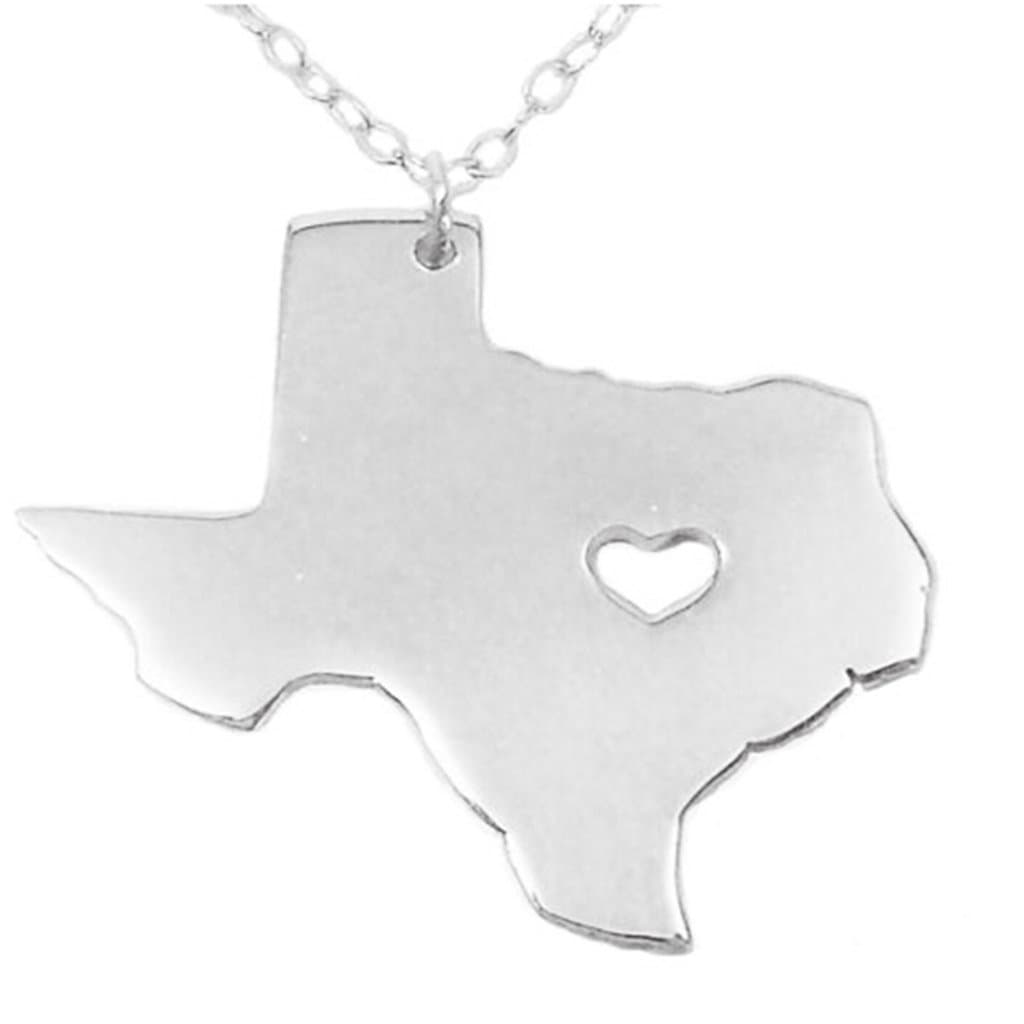 Texas State Necklace,TX State Charm Necklace,TX Map Shaped Necklace with A Heart