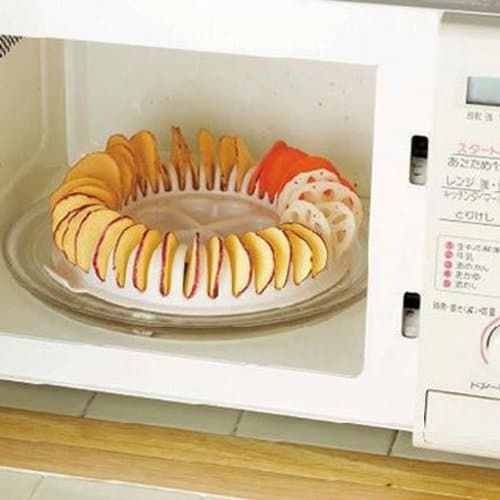 DIY Potato Chips Maker Baking Tray Low Calories Microwave Oven DIY Baked Potato Chips Slicer/Cooker Roaster Snack Maker Set Home Baking Tool