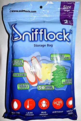 Large Sized ~ Slider Storage Bags By Snifflock — Large Sized, All-purpose Bags — Odor Proof Double Seal — Durable, Leak Proof and Heavy Duty — One Zip Close — 2 Count