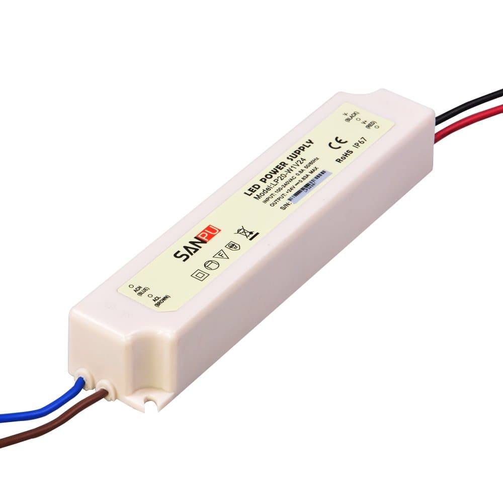 SMPS 24v 20w Waterproof LED Power Supply Constant Voltage Switch Driver 220v 230v ac to dc Lighting Transformer IP67 Plastic (SANPU LP20-W1V24)