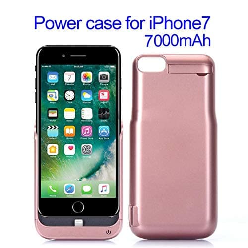 Biaba Collection iPhone 7/6s/6 Battery Case 7000 mAh Power Bank Premium Quality External Backup Battery Charger Cover -6 & 7 (Rose Red)