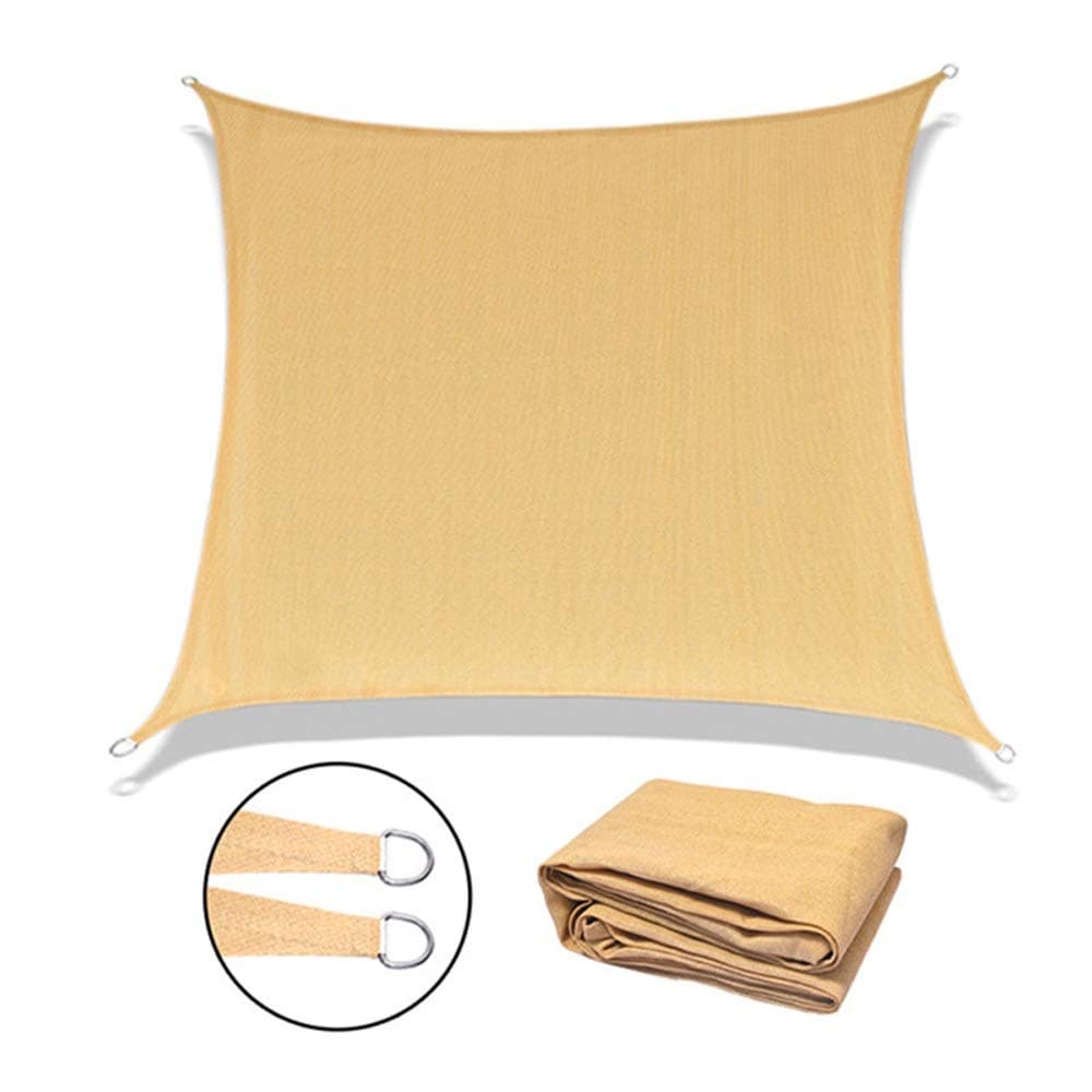 XDT 4X 4 M Sun Shade Sail, with Fixing Kit PES Polyester Which Meets The Needs of Outdoor Sun Protection Block with Free Rope (Ivory) (Size : 4X4m)