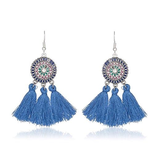 Tassel Earrings Tiered Thread Tassel Dangle Earrings Statement Layered Tassel Drop Earrings