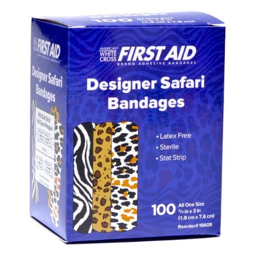 Safari Bandaids 3/4x3 100 plastic strips per box