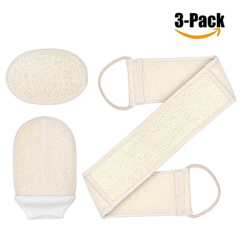 3 PCS Bath Set, Includes Loofah Back Scrubber, Body Glove and Face Pad Perfect for Bath Shower and Spa