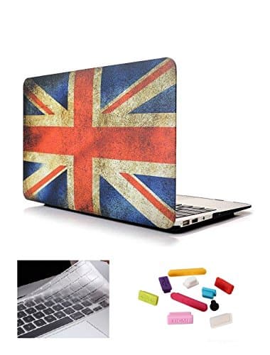 HYAIT 3-in-1 Ultra Slim Hard Case + Keyboard Cover + Anti-dust Plugs For 11.6-inch Apple MacBook Air A1370 & A1465 --UK Flag