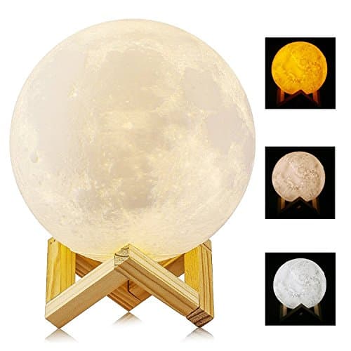 Moon Lamp, Wowlite 3D Printing Moonlight Lamp, Dimmable with USB Charging, Touch Control, Rechargeable 5.9 Inch Night Lamp Home Decorative Night Light for Kid Bedroom