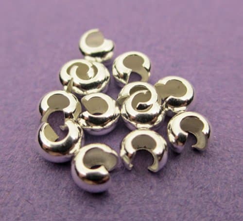 New 3mm 925 Sterling Silver Crimp Covers 25pcs