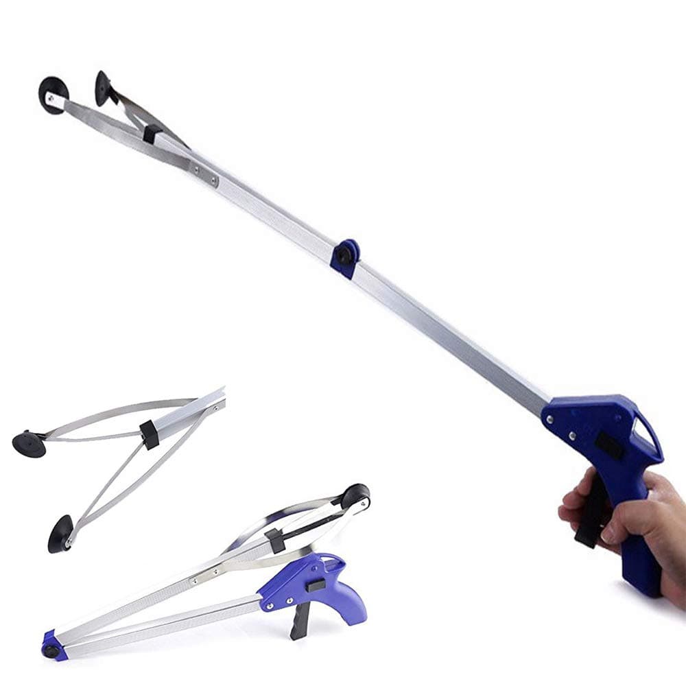 WarmClean Foldable Trash Picker, 32 inch Lightweight Aluminum Clean Tool Grabber for Pregnant Elder Disabled Hotel Garden Pool Reaching Assistant Litter Nabber Pick Up Arm Extension Reacher