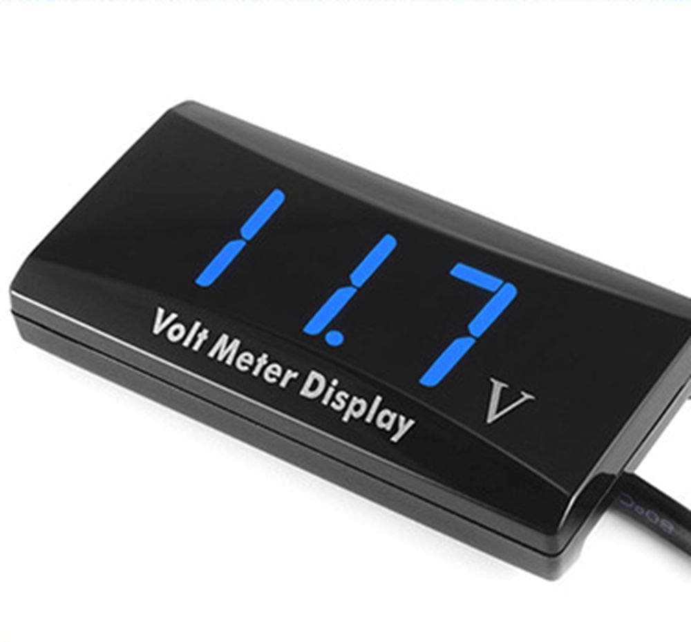 Goldoars Car Digital Voltmeter, Waterproof DC 12V LED Digital Display Voltmeter for Car Motorcycle Voltage Volt Meter Gauge (Blue LED)