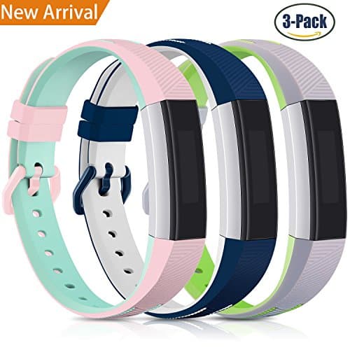Konikit Fitbit Alta Bands and Fitbit Alta HR Bands(3PACK), Newest Adjustable Sports Strap With Stainless Steel Buckle Replacement WristBands for Fitbit Alta and Fitbit Alta HR, Small&Large