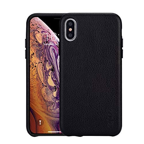 rejazz iPhone Xs max Case Anti-Scratch iPhone Xs max Cover Genuine Leather Apple iPhone Cases for iPhone Xs max (6.5 Inch)(Black)