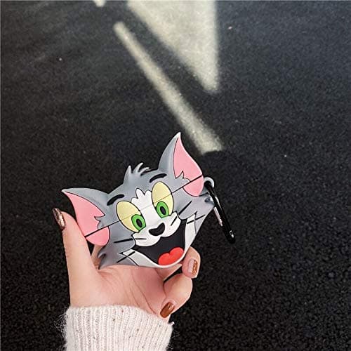 Compatible for Tom Cat Airpods Pro Case Cover, Tom Cat Airpod pro Charging Case Keychain Bag Pendant Decor Cute 3D Cartoon Toy (Tom Cat)