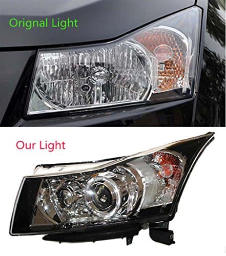 Sunny Car New Front LED Head Light Assembly White For 09-11 Chevy Cruze + Angel eye