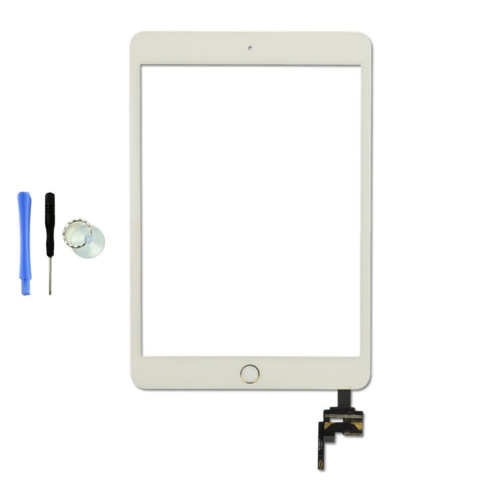 White For iPad mini 3 3rd A1599 A1600 Glass Touch Digitizer Screen Replacement with IC Chip Home Button +Tools and Adhesive