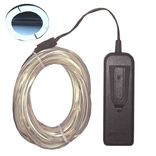 TDLTEK 9ft Neon Light El Wire(Diameter 5.0mm) with Battery pack, White