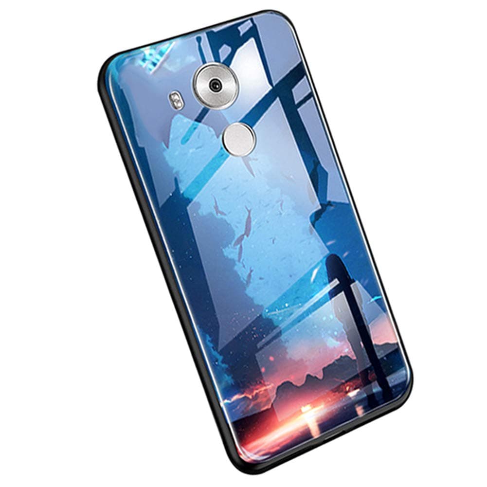 YSIMEE Compatible with Case Huawei Mate 8 Silicone Night Luminous Fluorescence Art Design Glass Hard Back TPU Gel Ultralight Thin Slim Soft 360 Degree Anti Fall Shockproof Protective Cover,Guard