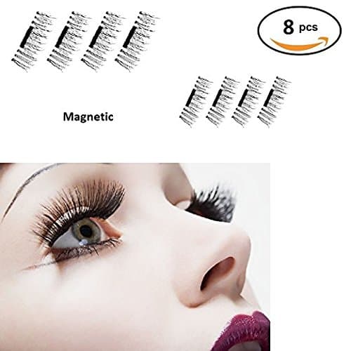 Potou False Magnetic Eyelashes, Ultra-thin 0.2mm 3D Magnetic False Eyelashes, No Glue Needed, Reusable Magnetic Eyelashes Extension (2 Set 8pcs)