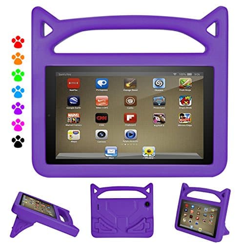 Huaup Case for All-New Fire HD 8 2017/Fire HD 8 2016 - Light Weight Shock Proof Handle Friendly Convertible Stand Kids Case for Amazon Fire HD 8 (7th 2017/6th 2016) 8" Tablet (Fire HD 8, Purple)
