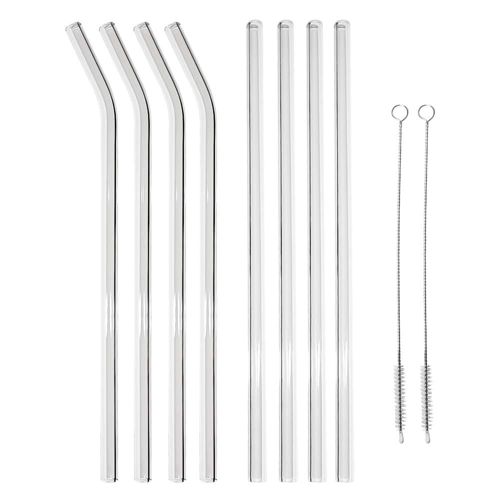 Glass Straws Drinking Reusable L 8.5" D 8 mm - Smoothie Straws for Milkshakes Frozen Drinks Smoothies Bubble Tea - Environmentally Friendly