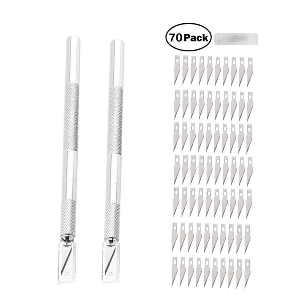 Osportfun Precision Cutter Utility and Hobby Knife, Solid Metal Pen Knife Arts & Crafts Including 70 Premium Grade Blades – Professional Razor Sharp Knives for Art, Hobby, Scrapbooking, Stencil