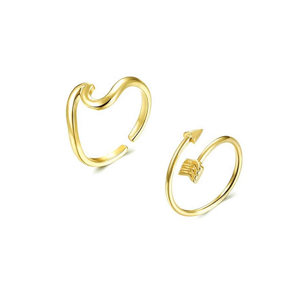 METTU Silver and Rose Gold Open Adjustable Love Arrow Ring for Girls