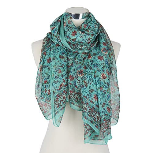 Stylish New Chiffon Pretty Flowers Pattern Long Scarf Lightweight Beach Cover Up