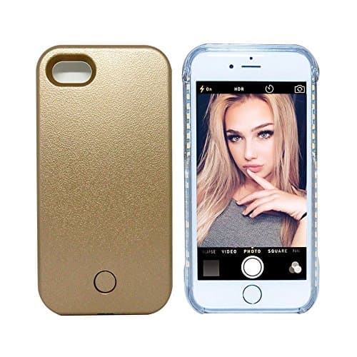 iPhone 7 Illuminated Case,Cutelook New LED Light Up Luminous (Dimmable) Cell Phone Case by Readgo,Great for Selfies Facetime Rechargeable Flashlight (Gold)