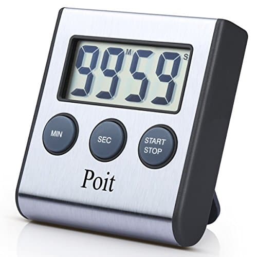 Poit Stainless Steel Digital Cooking Kitchen Timer with Super Strong Magnetic Back and Retractable Stand - Upgrade Release