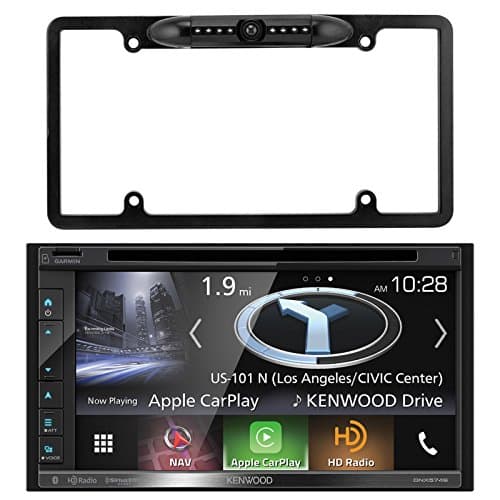 Kenwood 2-DIN Navigation In-Dash DVD/CD/AM/FM Bluetooth Car Stereo w/ 6.8" Resistive Touchscreen, Enrock Car License Plate Frame Rear View Backup Waterproof Camera
