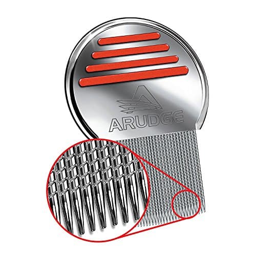 Head Lice Treatment Egg & Nit Removal Terminator Comb By Arudge Stainless Steel Spiral Grooved Teeth Ergonomic Design With Anti Slip Bands