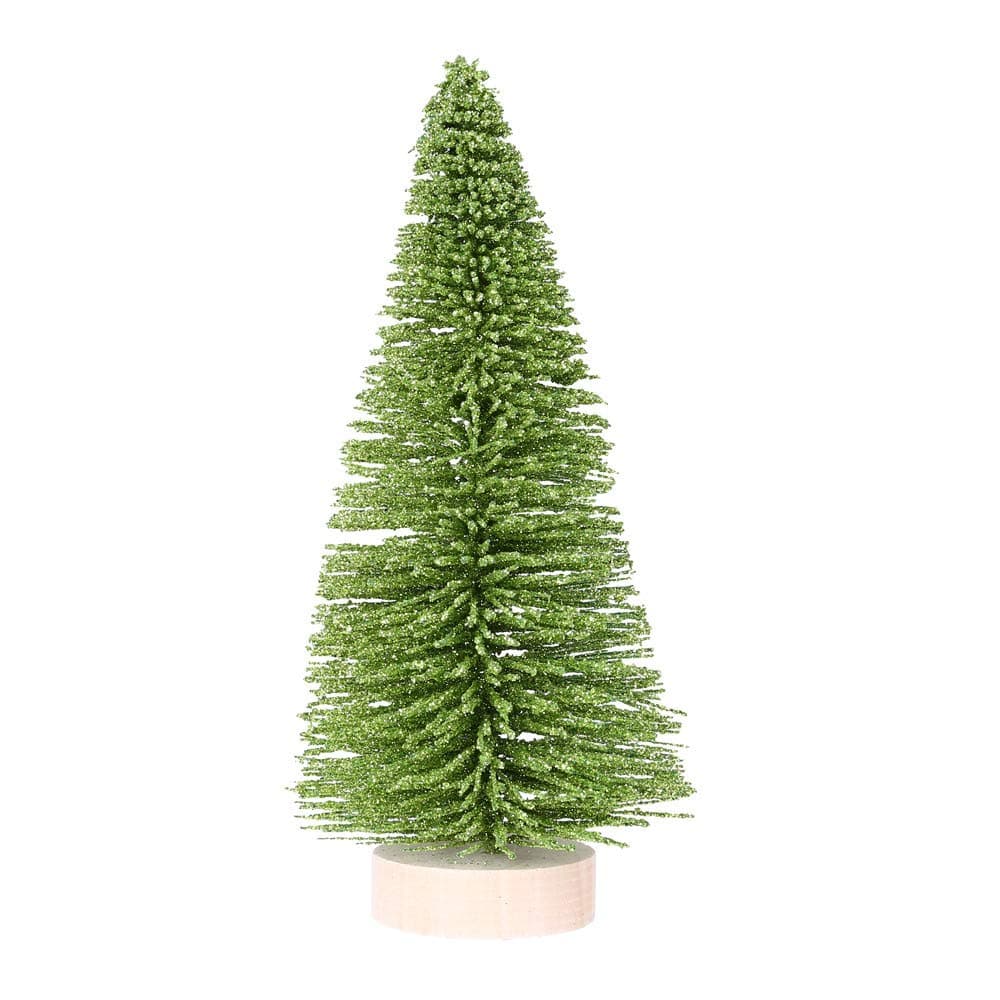 Ugood Light Green 2019 Christmas Tree Mini Light Green Pine Tree with Wood Base DIY Craft Table Decor 30cm/25cm/20cm/15cm (15CM)