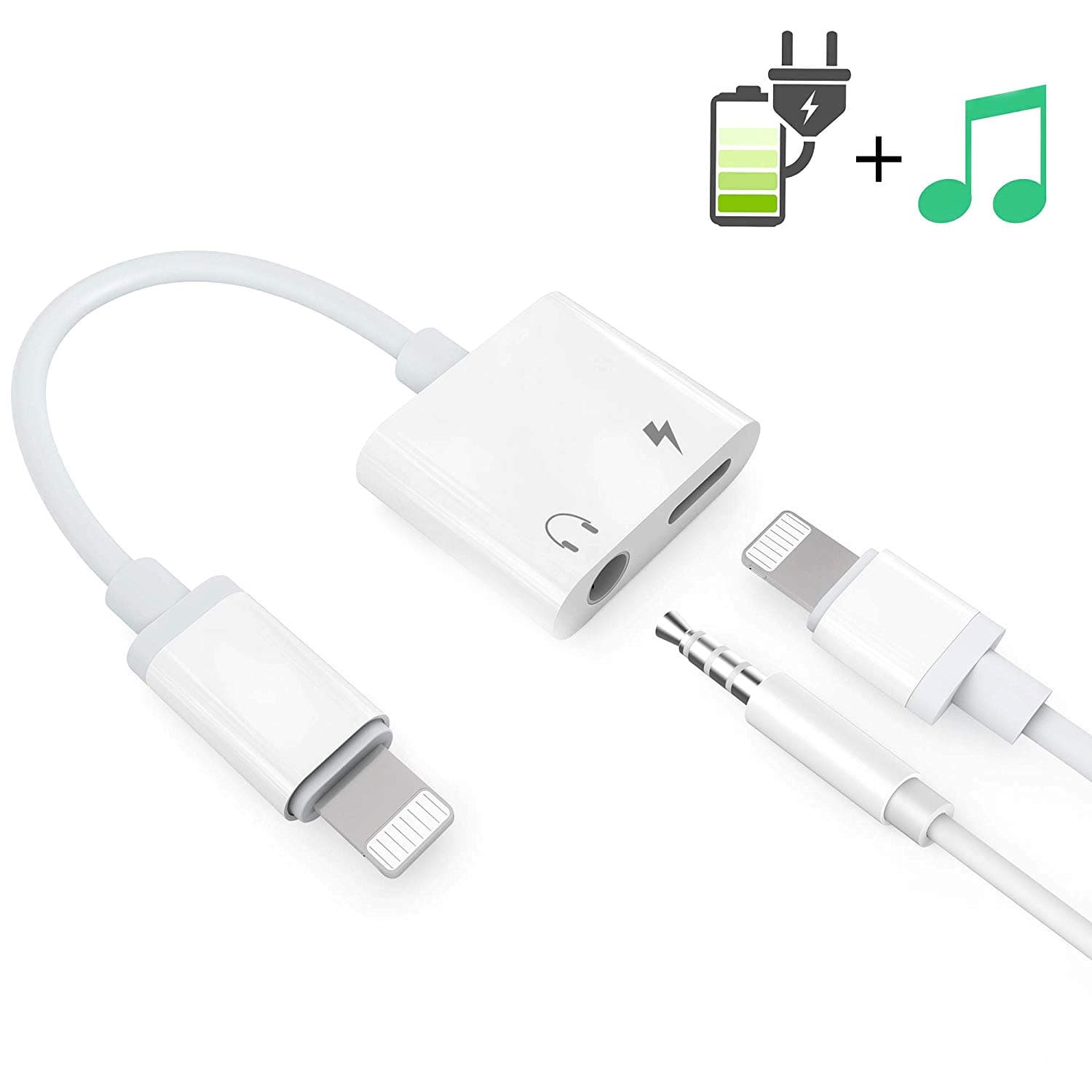 Headphone Adaptor for iPhone Besmon Converter Adapter Charger Adapter Cable with 3.5mm Dongle Earphone Aux Audio & Charge Compatible for iPhoneXR/XS/XS MAX/X/7/7P/8/8P