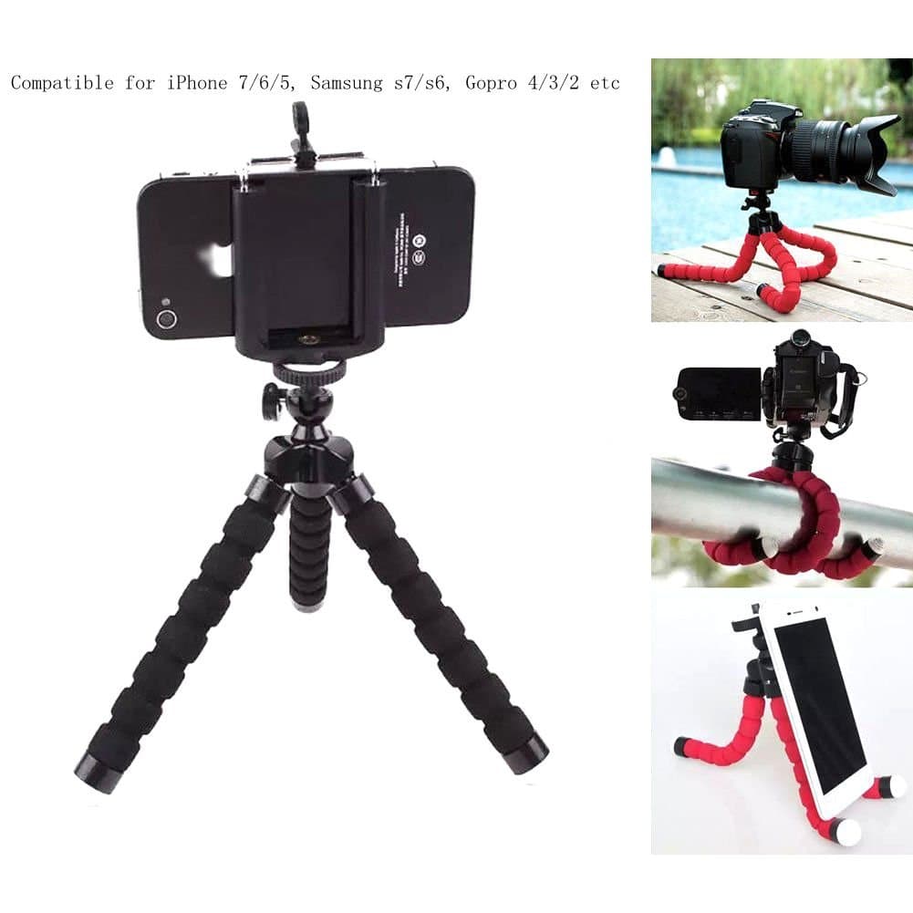 Mini Flexible Tripod cell phone tripod stand Sponge Octopus Stand Tripod Mount/Holder For Gopro iPhone Samsung Galaxy Camera Video etc(Black)