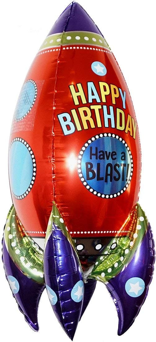 Fantastic Floatables Levitating Happy Birthday Rocket 36 inch Flying Floating Anti-Gravity Toy HOVERS in MID-AIR - Interactive & Educational String-less Pet Balloon for Kids & Adult Indoor Events
