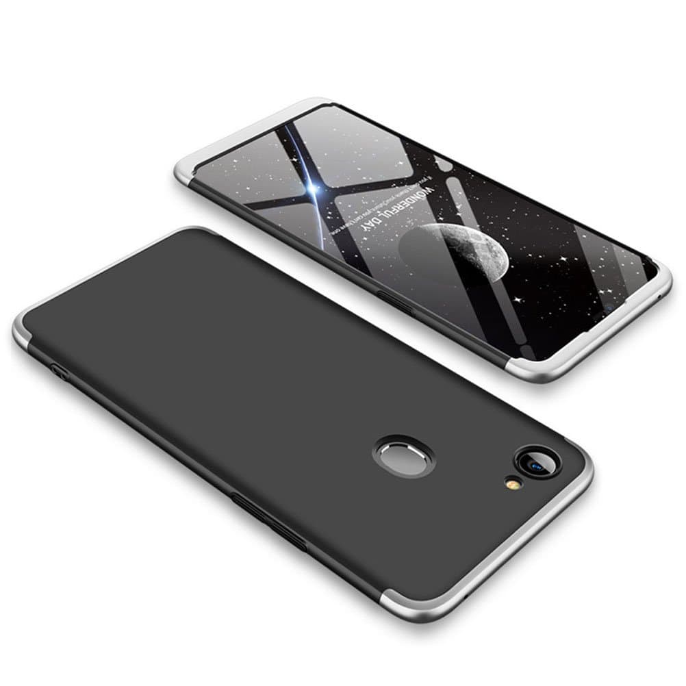 WindCase OPPO F7 Case, 360° Full Body Coverage Protection Hard PC 3 in 1 Detachable Protective Case Cover for OPPO F7 Black Silver